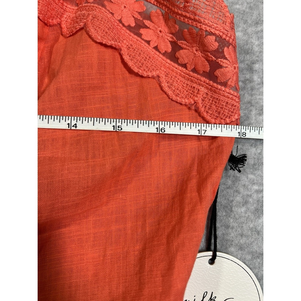NWT Milk & Honey Coral Orange Lace Trim Peplum Tank Top Women's XL Boutique - Picture 8 of 11